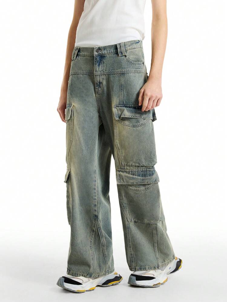 Men's Loose Pocket Streetwear Long Denim Jeans