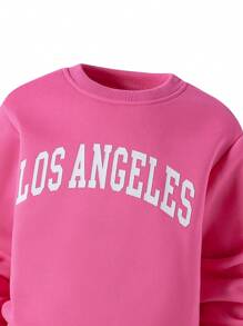 Conjunto de 3 peças de moletom esportivo casual com capuz, colete e calça de corrida para meninas adolescentes rosa e branco