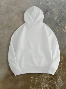 Manfinity EMRG Men's Graphic & Letter Print Hoodie,Raphic Sweatshirt,Fall Men Clothes - White - View 2