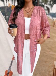 SHEIN LUNE 大码女式扭纹细节长袖衬衫