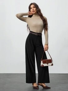 SHEIN Tall 女士通勤套装灯芯绒阔腿裤（含腰带）适合秋冬季