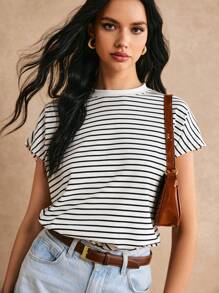 Poéselle Batwing Sleeve Striped Tee