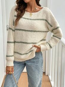 SHEIN Frenchy 女士条纹舒适圆领毛衣 - 彩色 - 查看 5