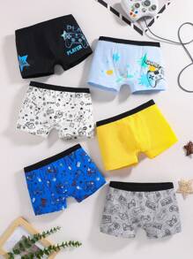 Tween Boy's 6pcs Letter Printed Casual Boxer Shorts For Gaming - Multicolor - View 7
