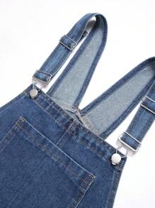 Manfinity Homme Men's Casual Washed Denim Bib Overalls - Medium Wash - View 3
