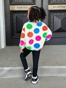 SHEIN 2 pièces/ensemble Haut en polaire réversible surdimensionné et ensemble de pantalon pour jeunes filles, convient pour le port casual en automne et hiver - Multicolore - Voir 8