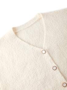 LUVLETTE Autumn And Winter Winter Fuzzy Fleece Button-Up & Pants Loungewear Pajama Set Lingerie As Outerwear Fall Pajamas Clothes - Beige - View 12