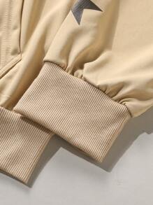 Manfinity Hypemode Men's Autumn/Winter Letter & Pentagram Print Zipper Hoodie With Drawstring - Khaki - View 5