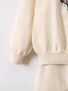 Young Boy Street Fashion Cartoon Graphic Knitted Sweater And Pants Two Pieces Casual Set - Beige - View 6