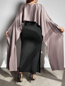 SHEIN Unity Plus Size Women Elegant Color Block Two-In-One Patchwork Contrast Color Dress Maxi Women Outfit - Multicolor - View 2