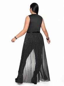 ROMWE Goth Tuta in rete sexy da donna taglia curvy per Ognissanti