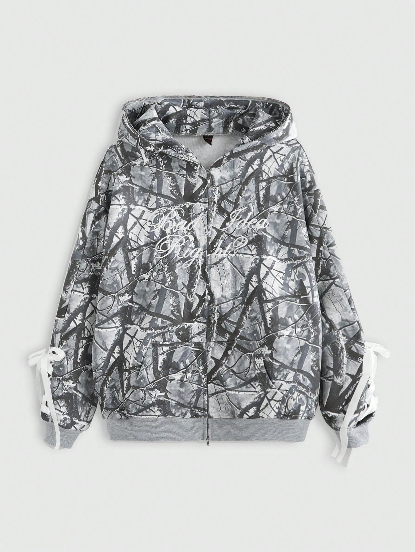 Our Street Life Y2K Streetwear Ribbon Bow Camo Print Letter Women 