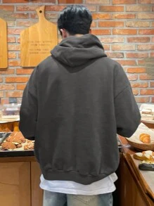 DAZY Letter Print Thicken Hoodie Sweatshirt For Men, Autumn - Grey - View 2