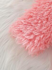 SHEIN Toddler Girls' Plush Solid Color Crew Neck Jacket For Outdoor Wear, Fall/Winter - Pink - View 7