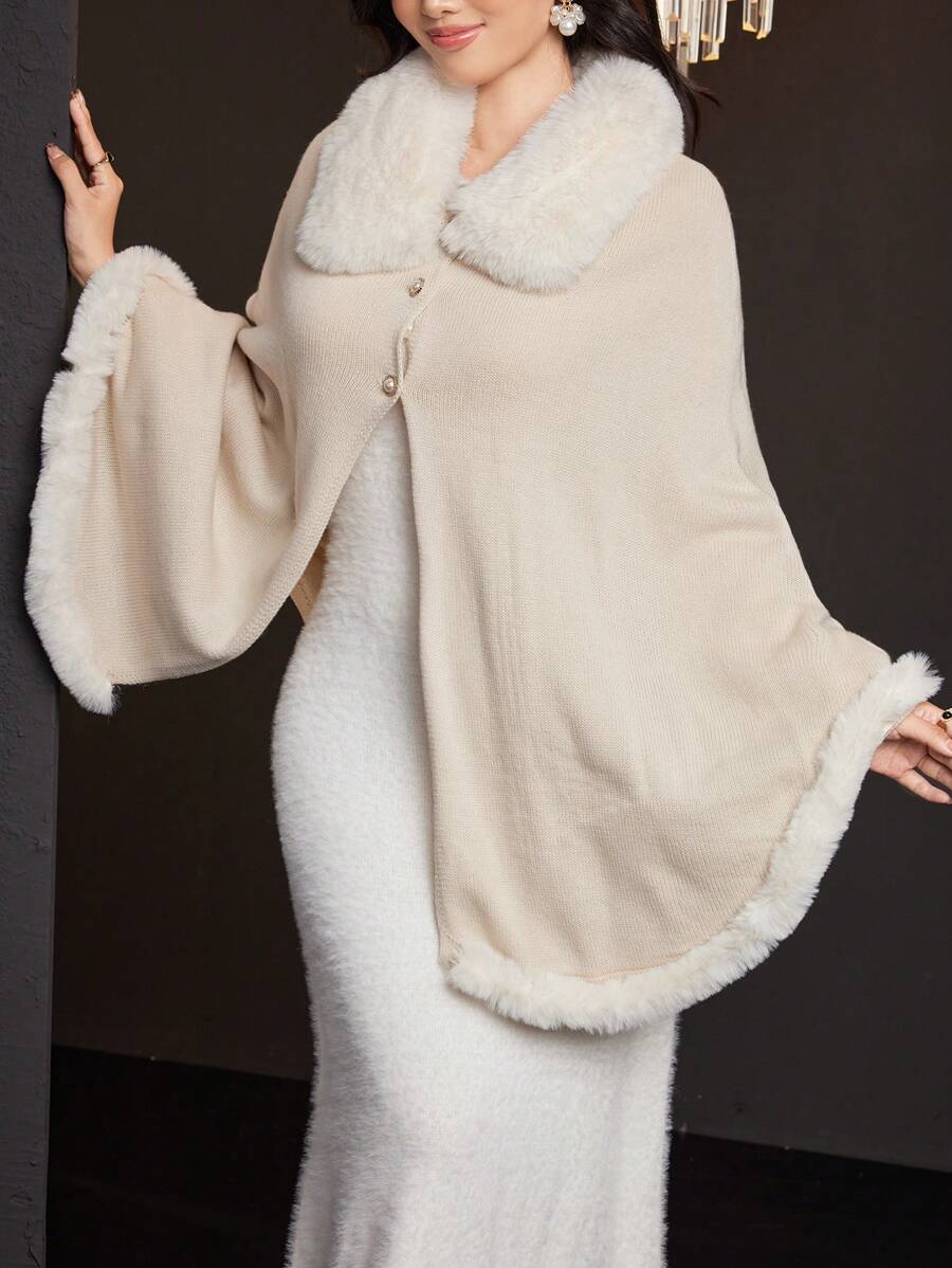 Modelyn Cárdigan elegante con parches esponjosos para mujer, para invierno - Albaricoque - Ver 1