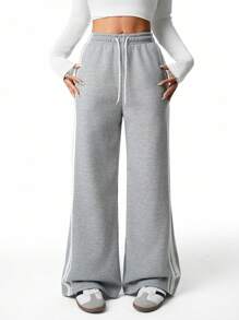 3pcs/Set Teens/Teen Girl Casual Fashion White Webbing Sports Sweatpants, Multi-Colored Sweatpants Matching Set