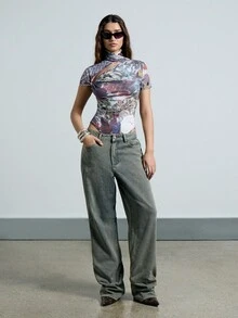 AiiRZ 破洞低腰宽松牛仔裤