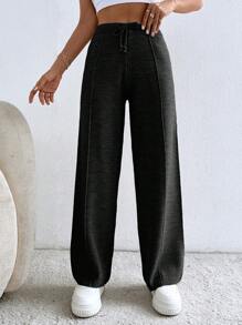 EURMUSE Pantalones de mujer de punto holgados con cintura con cordón