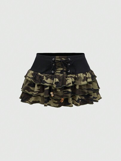 Hippie Vintage Leopard Print Low Waisted Bubble Skirt For Women