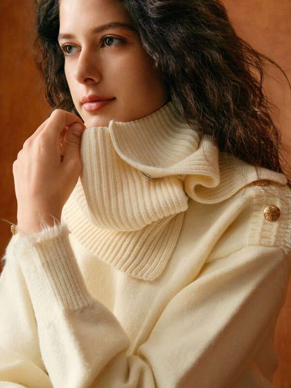 MOTF PREMIUM 1 STÜCK DAMEN BASIC MERINO GESTRICKTER SCHAL MIT KNÖPFEN, GEEIGNET FÜR Lässig PENDLER