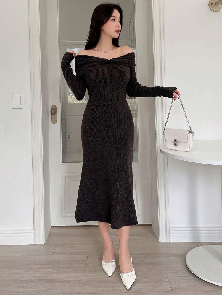 Autumn New Off Shoulder Sweater Dress For Women