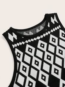 Maija Women's Western-Style Crew Neck All-Over Print Fringe Hem Sleeveless Sweater Dress, Autumn & Winter