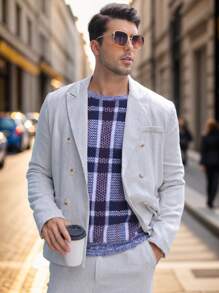Manfinity Mode Casual geruite gebreide herentrui, lente/herfst