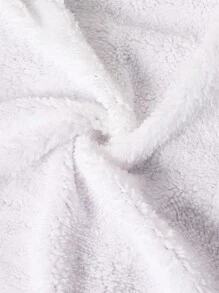 SHEIN Tween Girl Laser Design Drawstring Waist Fluffy Collar Hooded Thicken Jacket, Winter - Red Violet - View 7