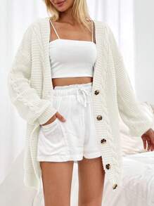 EURMUSE Damen Cardigan mit Zopfmuster in Normalgröße