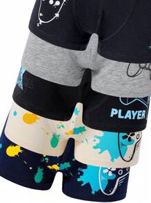 5 piezas Calzoncillos bóxer de algodón con impresión de videojuegos divertidos para niños jóvenes, ropa interior cómoda