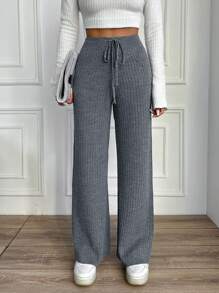 RueChic Taille met trekkoord Geribbeld Broeken