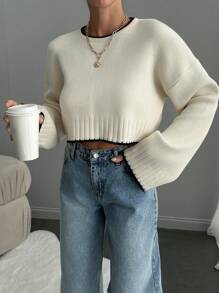 RueChic Woman Contrast Detailed Winter Sweater - Beige - View 4