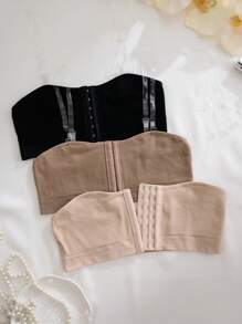 Set de 3 Sujetadores con cierre delantero, de estilo casual, de rayas y de tela transparente