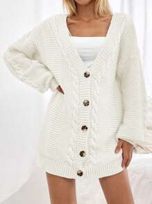 EURMUSE Damen Cardigan mit Zopfmuster in Normalgröße