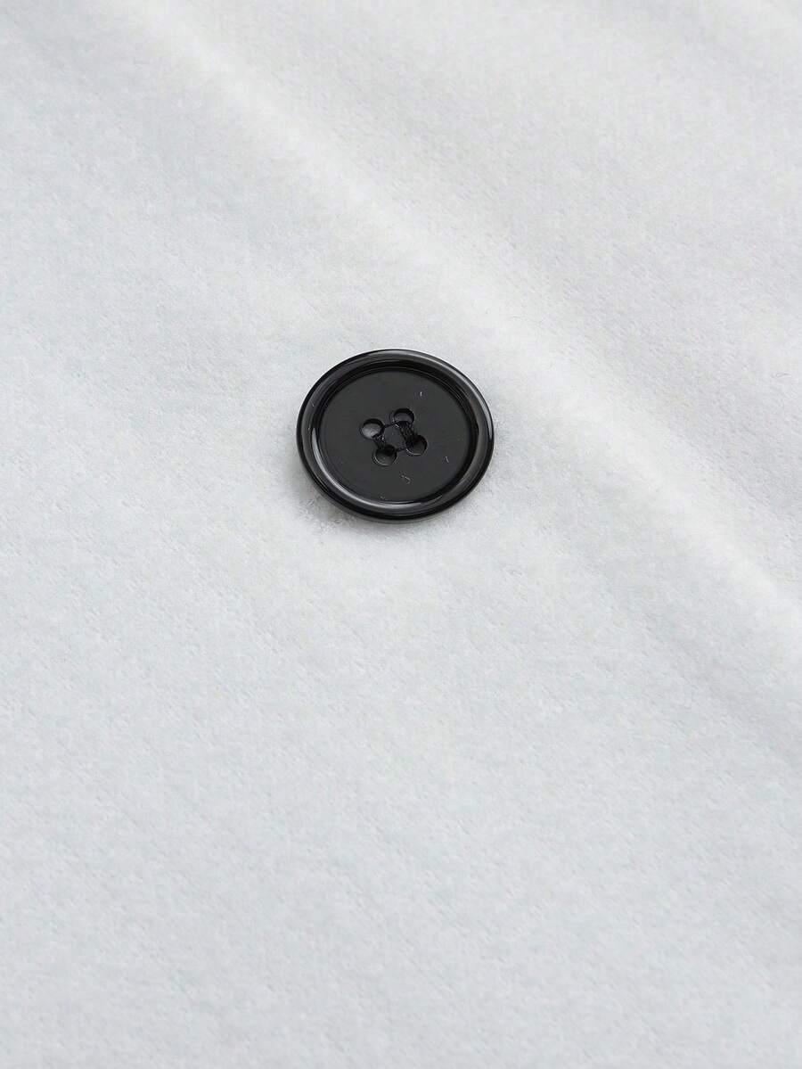 SHEIN Clasi Plus Size Women's Long Sleeve Solid Color DoubleBreasted