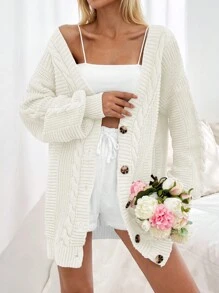 EURMUSE Damen Cardigan mit Zopfmuster in Normalgröße