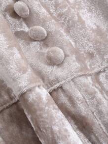 DAZY 女士天鹅绒 V 领收腰拼接鱼尾连衣裙，优雅派对晚礼服，中长款，秋冬舞会礼服