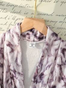 Boys' Tie-Dye Style Plush Warm Long Sleeve Robe Pajama, Fashion & Simple Design For Teenager