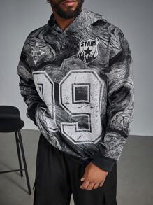 Manfinity LEGND Plus Size Heren Letter Print Casual Pullover Hoodie Sweatshirt, Dagelijkse Kleding