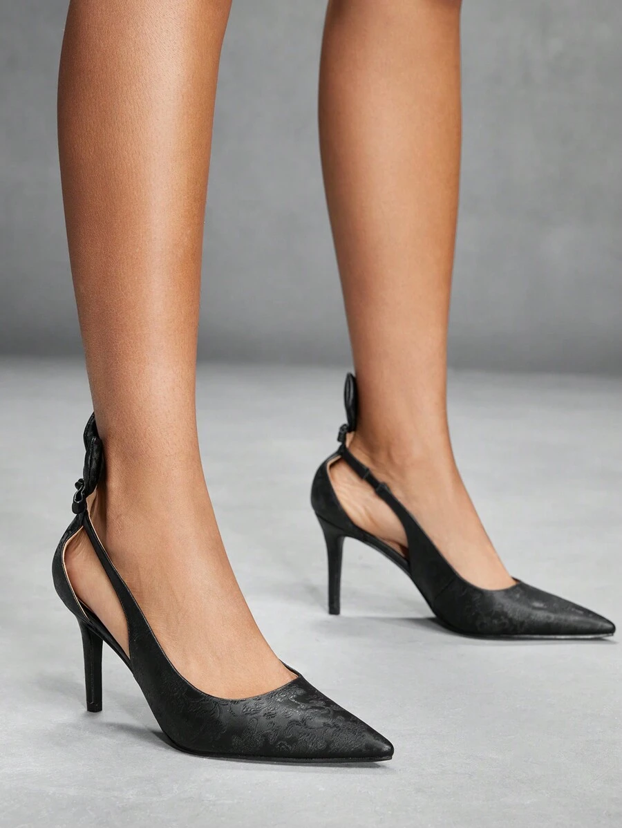 CUCCOO SZL Pointed Toe Bowknot High Heel Ladies Pumps Fall - Black - View 1