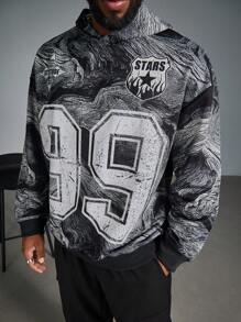 Manfinity LEGND Plus Size Heren Letter Print Casual Pullover Hoodie Sweatshirt, Dagelijkse Kleding