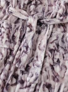 Boys' Tie-Dye Style Plush Warm Long Sleeve Robe Pajama, Fashion & Simple Design For Teenager