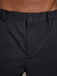 Manfinity Roughcore Plus Size Men Street Style Solid Color Flap Pocket Loose Cargo Pants, Fall - Black - View 4