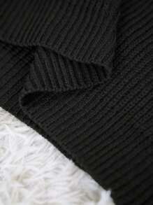 Calvaya Váy len đan chéo tay đèn lồng màu trơn cỡ lớn thường ngày, mùa thu/đông - màu đen - Xem 6