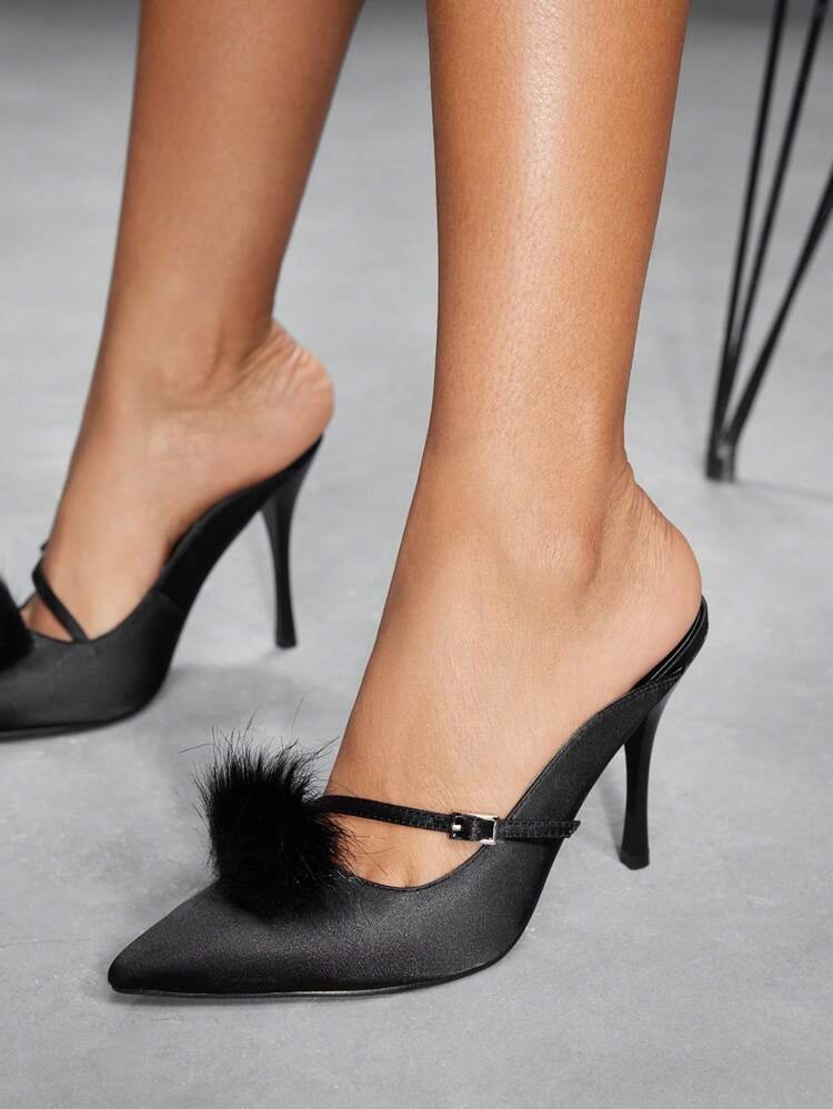 CUCCOO SZL Pointed Toe High Heel Fluffy Women High Heel Pumps