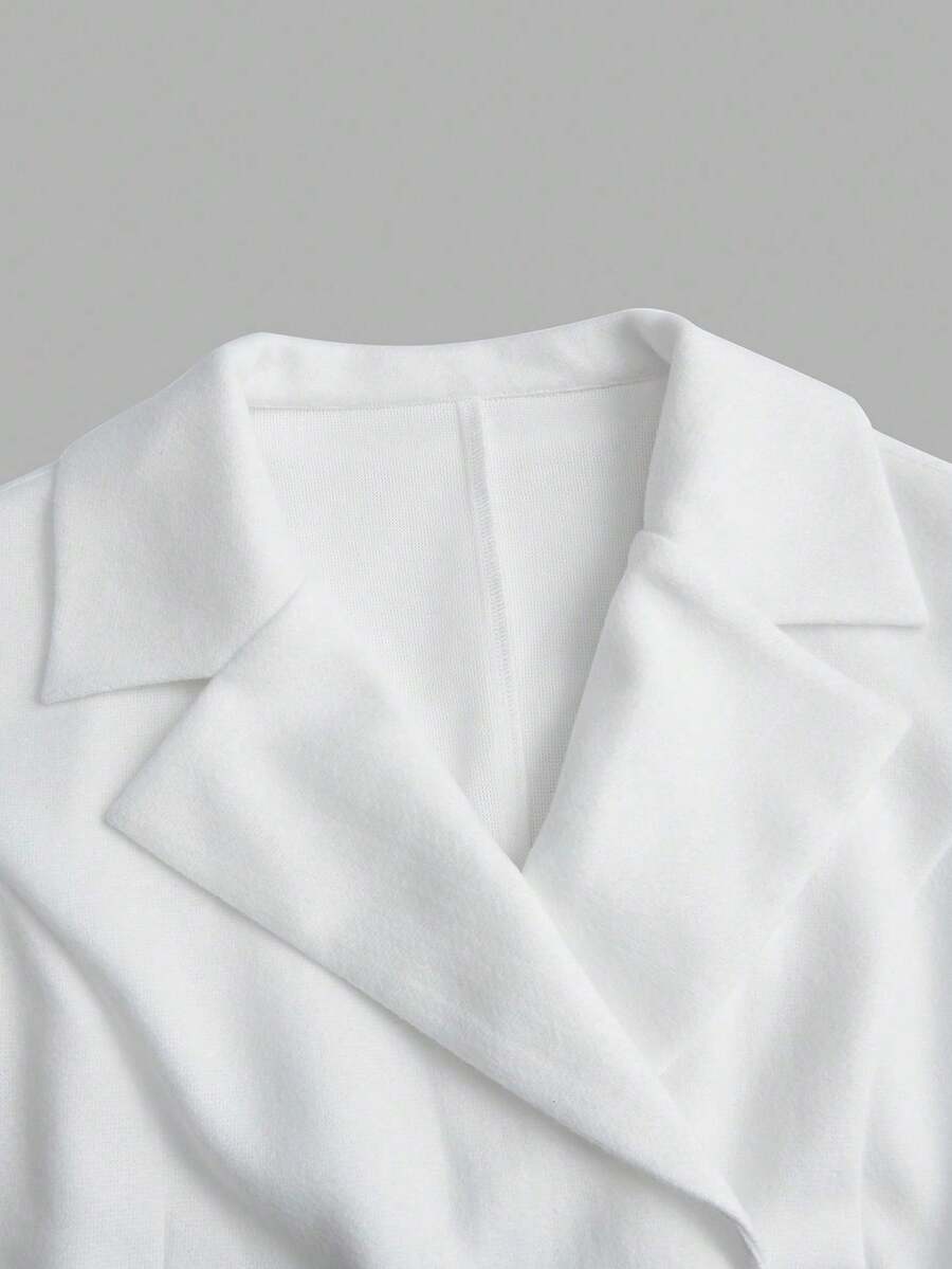 SHEIN Clasi Plus Size Women's Long Sleeve Solid Color DoubleBreasted