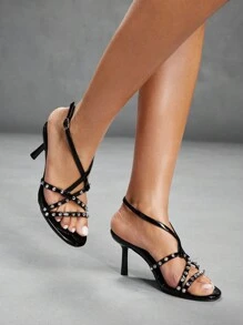 CUCCOO SZL Women's Pointed Toe High Heel Sandals - Black - View 4