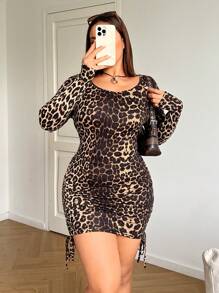 SHEIN EZwear Plus Size Women Fall Clothing Leopard Print - Multicolor - View 1