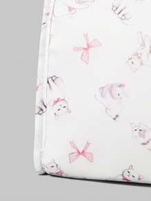 ROMWE Kawaii Cute Pink Bowknot Cat Print Thermal Insulated Lunch Box - White - View 3