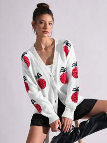 EURMUSE Plus Dual Pocket Drop Shoulder Open Front Longline Cardigan - White - View 1